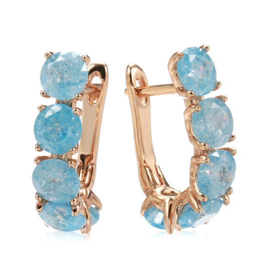 585 Gold Drop Earrings Light Blue Zircon - Boncuque Store