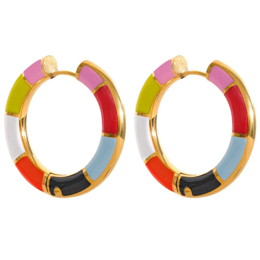 Enamel Hoop Earring Colorful