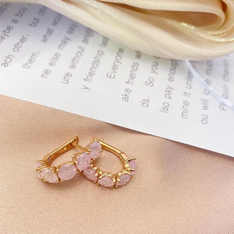 585 Rose Gold Drop Earrings Emerald Rounded Natural Zircon - Boncuque Store