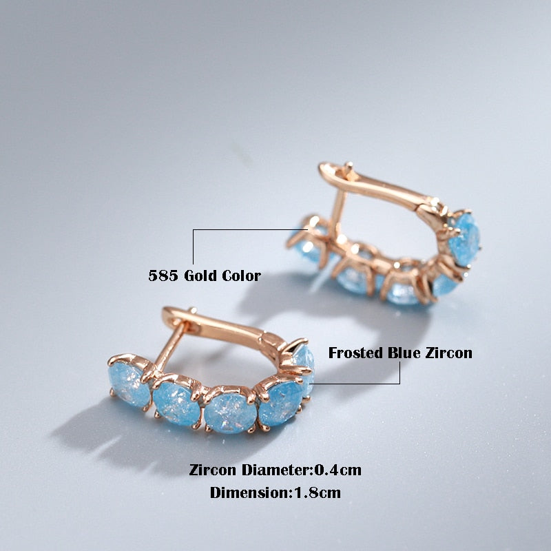 585 Gold Drop Earrings Light Blue Zircon - Boncuque Store