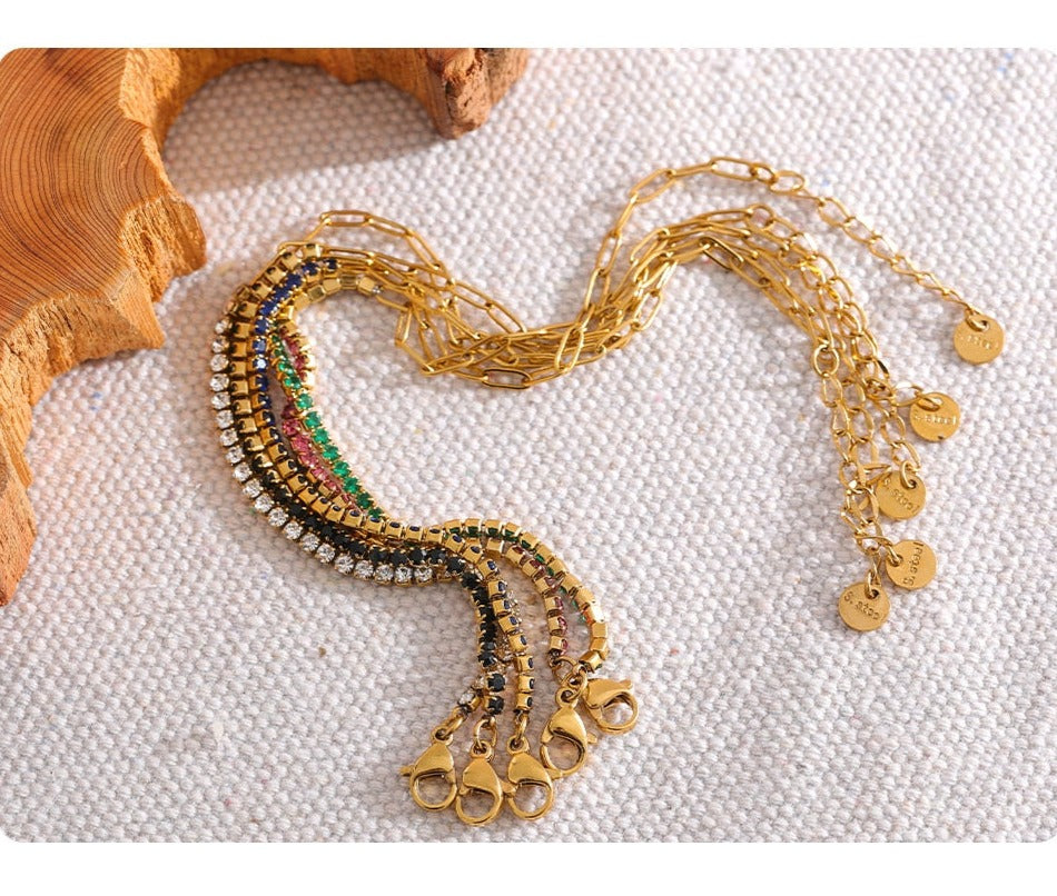 Gold Plated Stainless Steel Cubic Zirconia Bracelets, 5 Variants - Boncuque Store