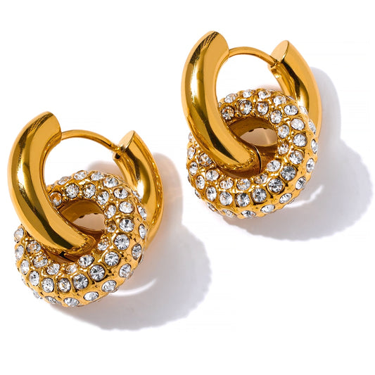 18K Gold Plated & Cubic Zirconia Fine Hoop Earring - Boncuque Store