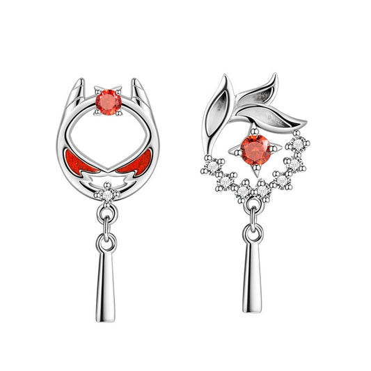 Authentic Earring 925 Sterling Silver Earring Drop Red Dangle - Boncuque