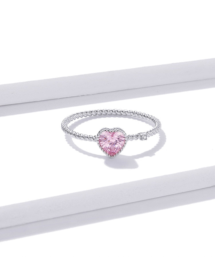 Fine 925 Sterling Silver Ring Pink Cubic Zirconia - Boncuque Store
