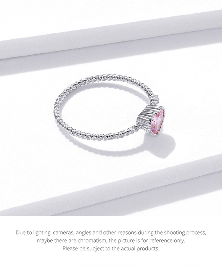 Fine 925 Sterling Silver Ring Pink Cubic Zirconia - Boncuque Store