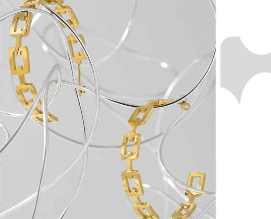 Gold Metal Geometric Earrings Stainless Steel Stud Earrings - Boncuque