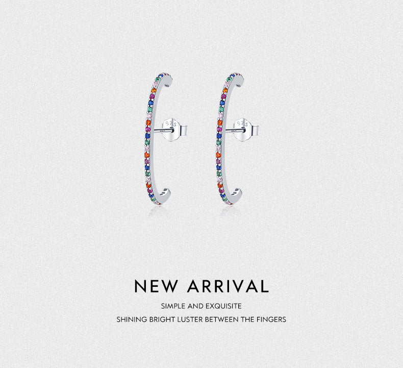 925 Sterling Silver Sparkling Colorful Cubic Zirconia Earrings - Boncuque Store