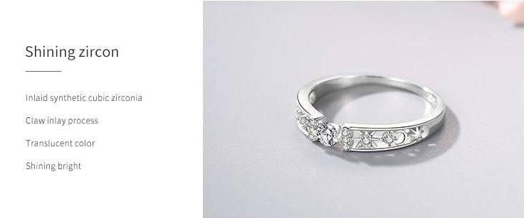 Ring, 100% Real 925 Sterling Silver Line Clear CZ - Boncuque