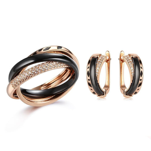 Ring & Earring Set Charmant and Elegant Ceramic Design - Boncuque