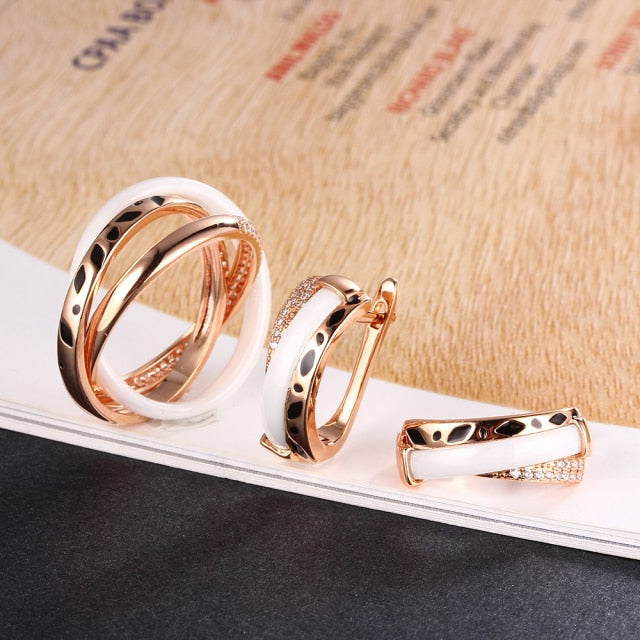 Ring & Earring Set Charmant and Elegant Ceramic Design - Boncuque