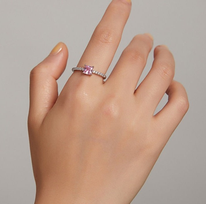 Fine 925 Sterling Silver Ring Pink Cubic Zirconia - Boncuque Store