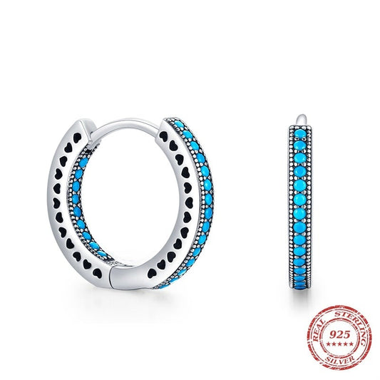 Turquoise Heart Hoop Earring 925 Sterling Silver - Boncuque
