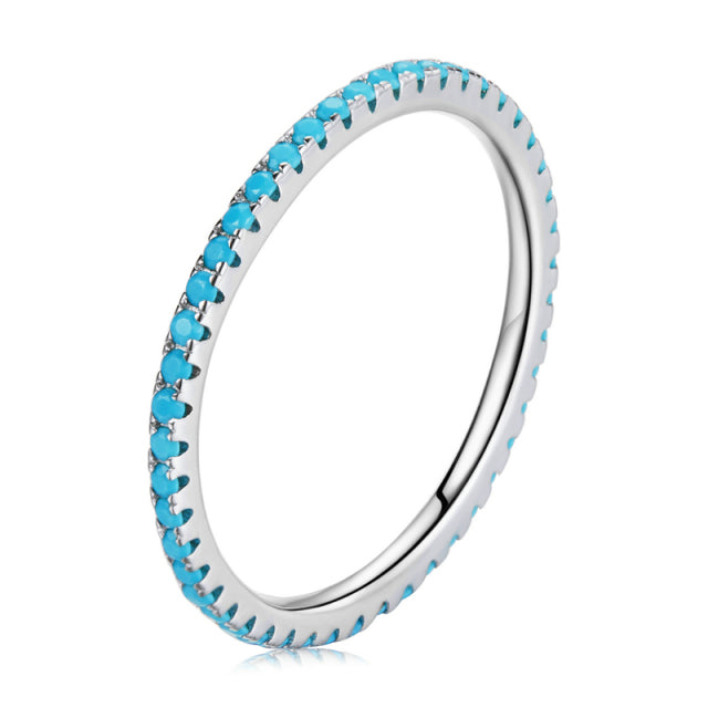 Stackable 925 Sterling Silver Rings Cubic Zirconia Simulated Diamonds - Boncuque Store