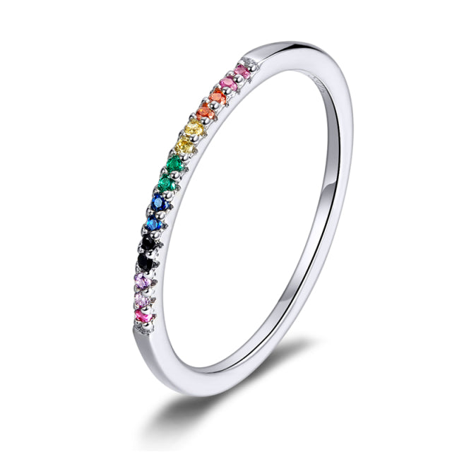 Stackable 925 Sterling Silver Rings Cubic Zirconia Simulated Diamonds - Boncuque Store
