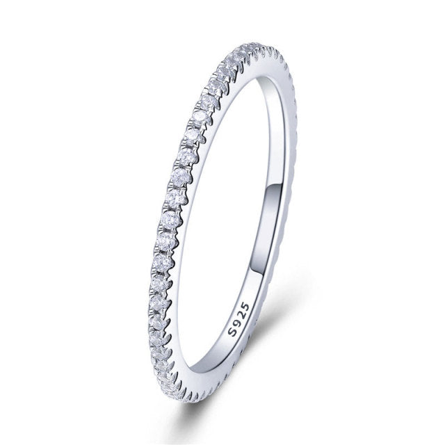 Stackable 925 Sterling Silver Rings Cubic Zirconia Simulated Diamonds - Boncuque Store