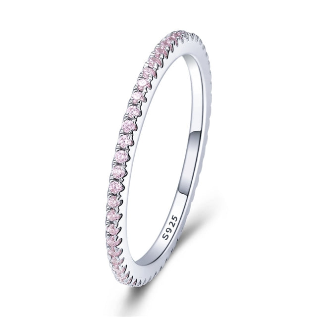 Stackable 925 Sterling Silver Rings Cubic Zirconia Simulated Diamonds - Boncuque Store