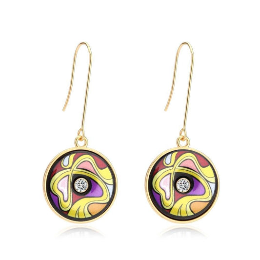 Indian Earring Painted Geometric Style - Boncuque