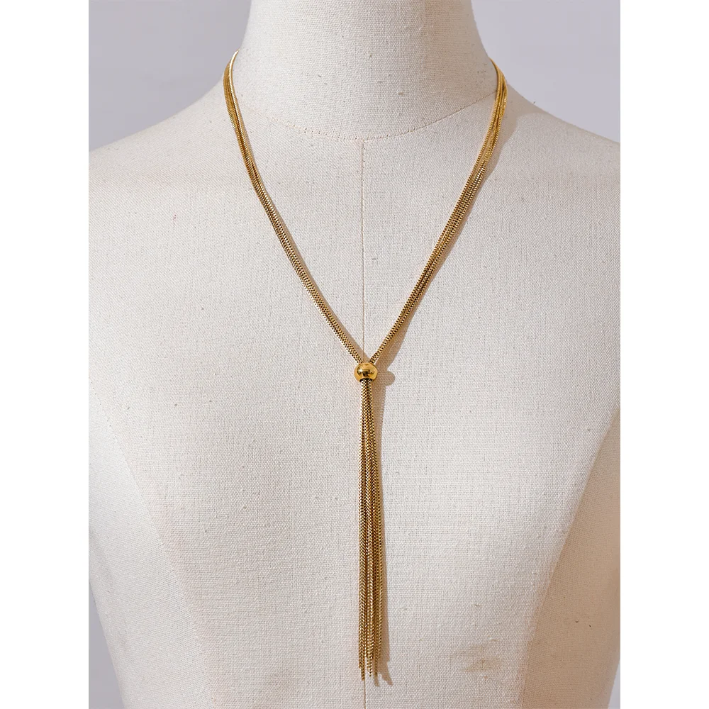 Fashion Forward: 18 K Gold Plated Tasseled Long Chain Necklace - Boncuque Store