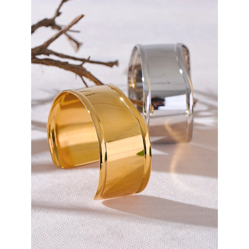 Rock Your Style with This Metal Wide Cuff Open Bracelet, 2 Colors - Boncuque Store