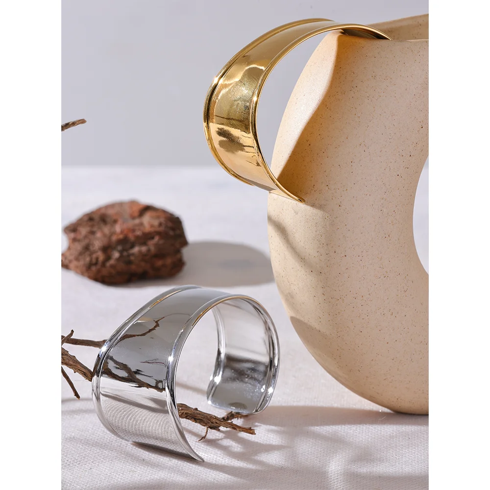 Rock Your Style with This Metal Wide Cuff Open Bracelet, 2 Colors - Boncuque Store