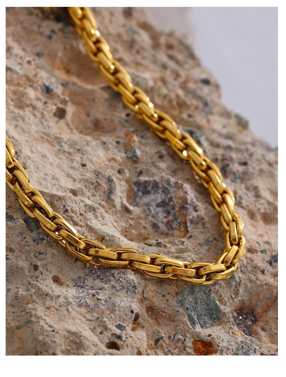 Metal Texture 18 K Gold Plated Stainless Steel Chain Necklace - Boncuque Store