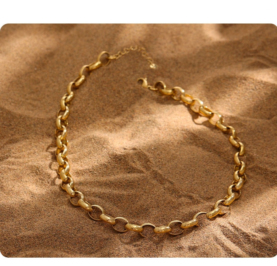 Gold Plated Stainless Steel Link Chain Necklace - Boncuque Store