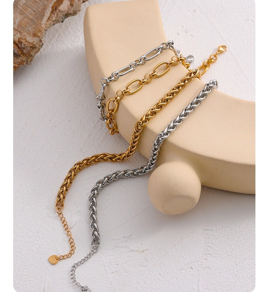 Gold Plated Stainless Steel Thick Chain Necklace, 2 Colors - Boncuque Store