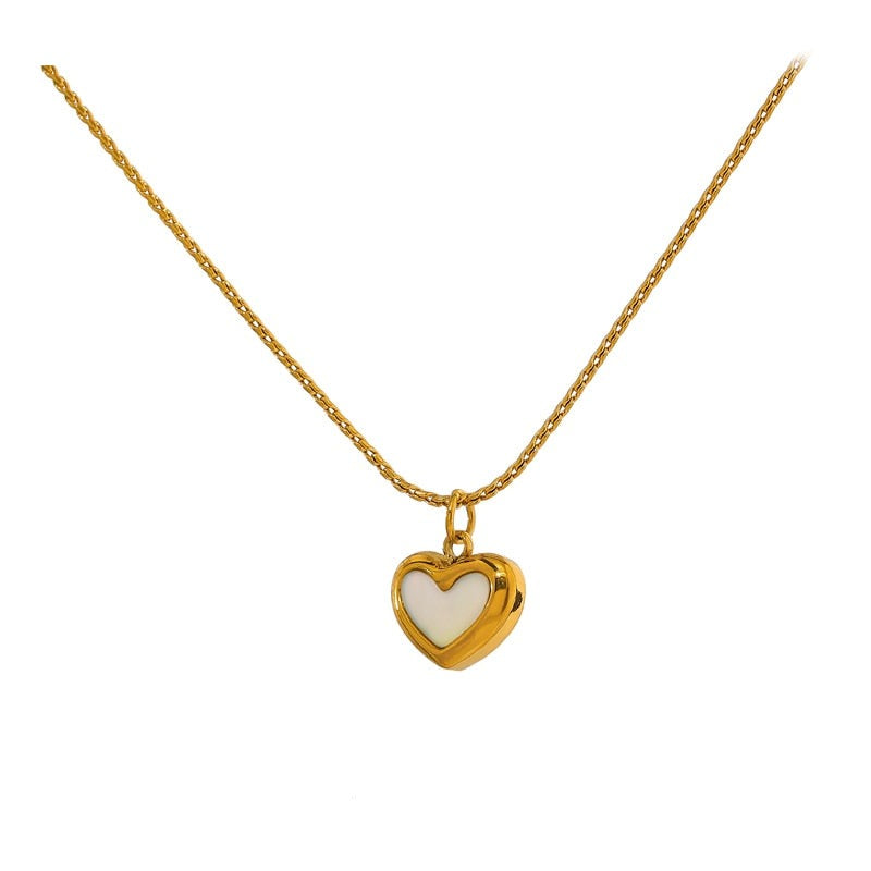 18K Plated Stainless Steel Natural Shell Heart Necklace - Boncuque Store