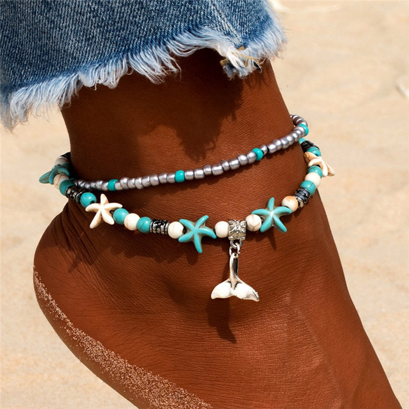 Bohemian Multilayer Summer Anklets Shell Beads - Boncuque Store