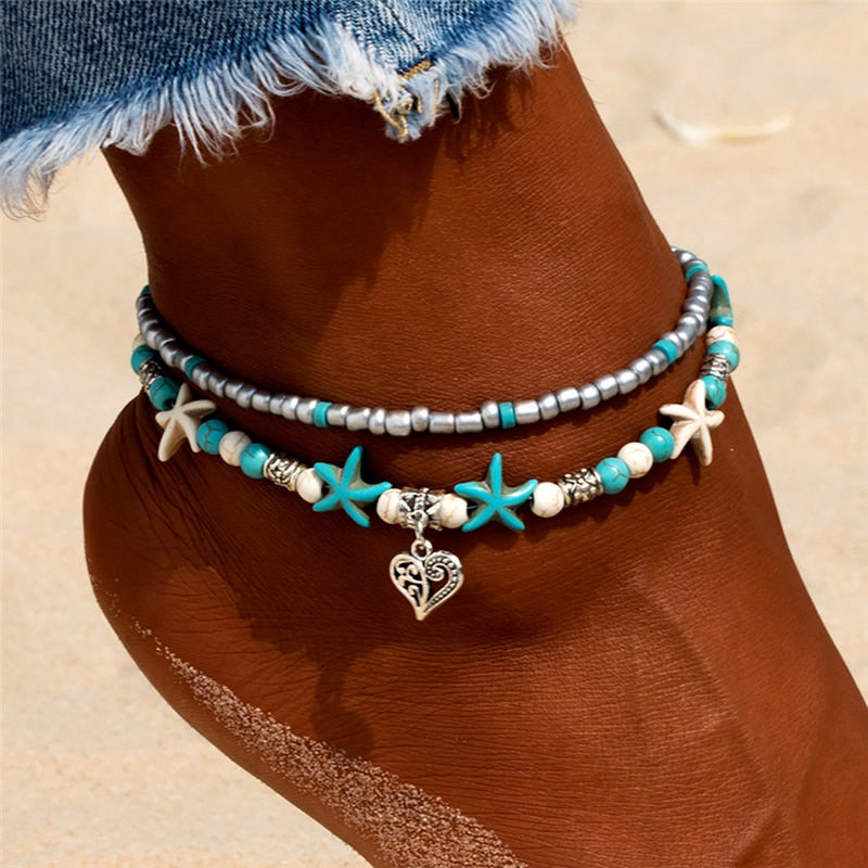 Bohemian Multilayer Summer Anklets Shell Beads - Boncuque Store