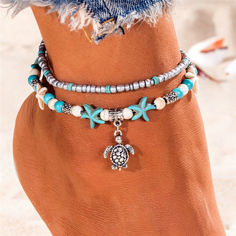 Bohemian Multilayer Summer Anklets Shell Beads - Boncuque Store