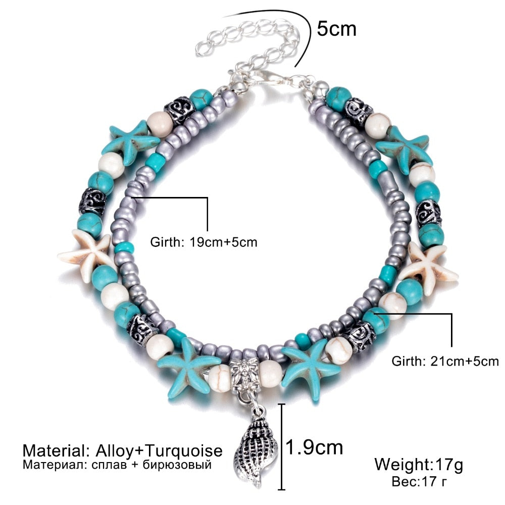 Bohemian Multilayer Summer Anklets Shell Beads - Boncuque Store