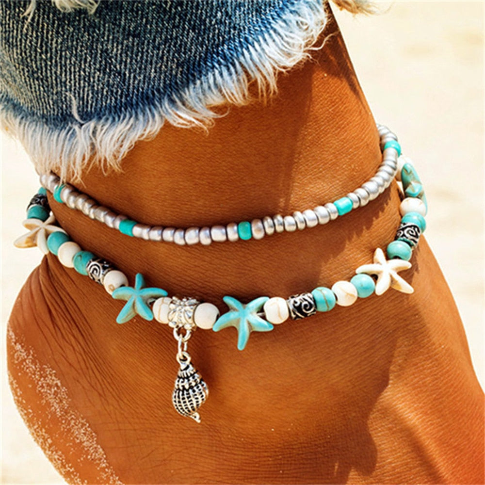 Bohemian Multilayer Summer Anklets Shell Beads - Boncuque Store