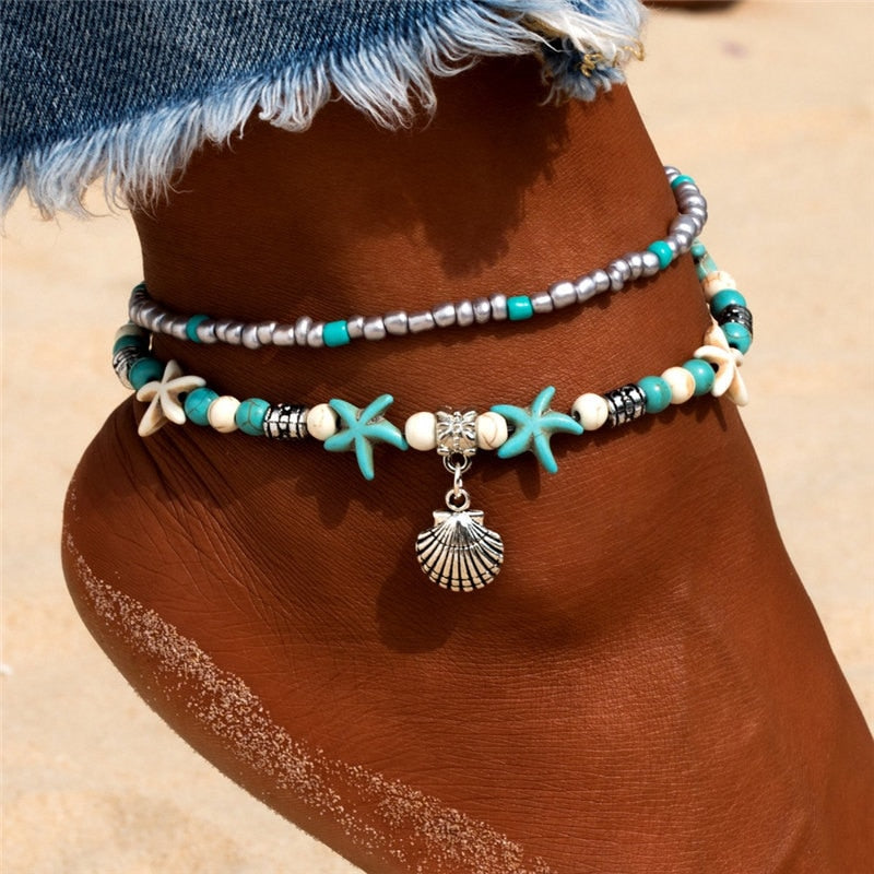 Bohemian Multilayer Summer Anklets Shell Beads - Boncuque Store