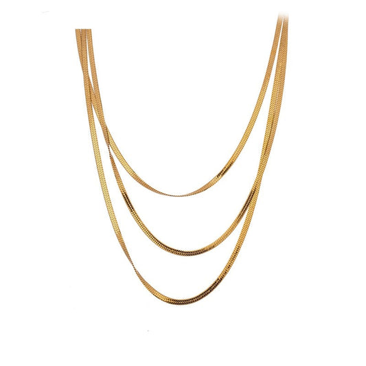 Three Layer Gold Plated Stainless Steel Snake Chain Necklaces - Boncuque Store