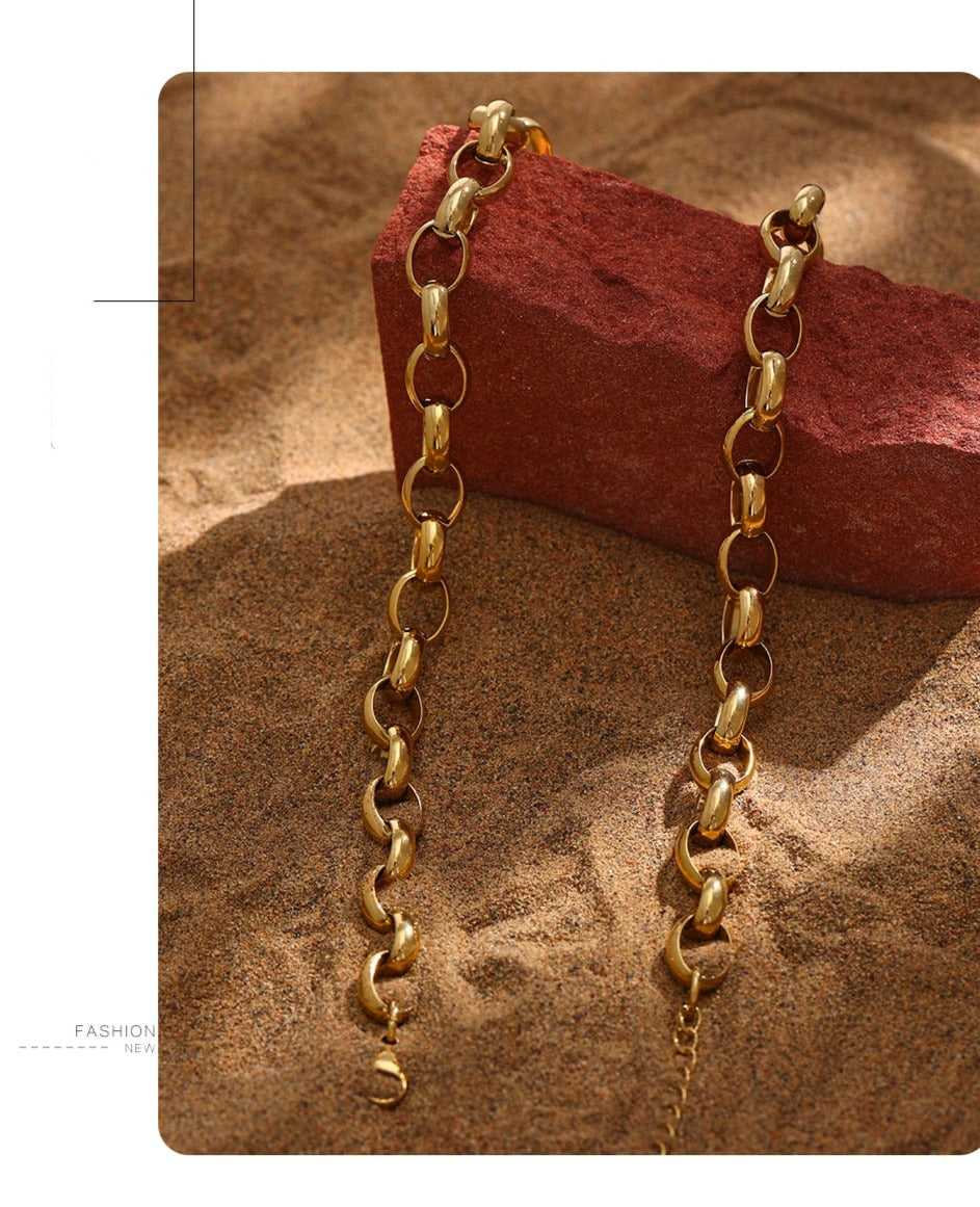 Gold Plated Stainless Steel Link Chain Necklace - Boncuque Store