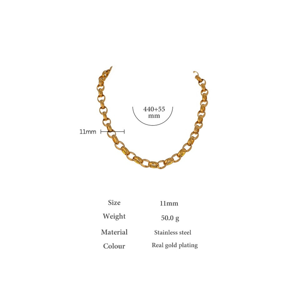 Gold Plated Stainless Steel Link Chain Necklace - Boncuque Store