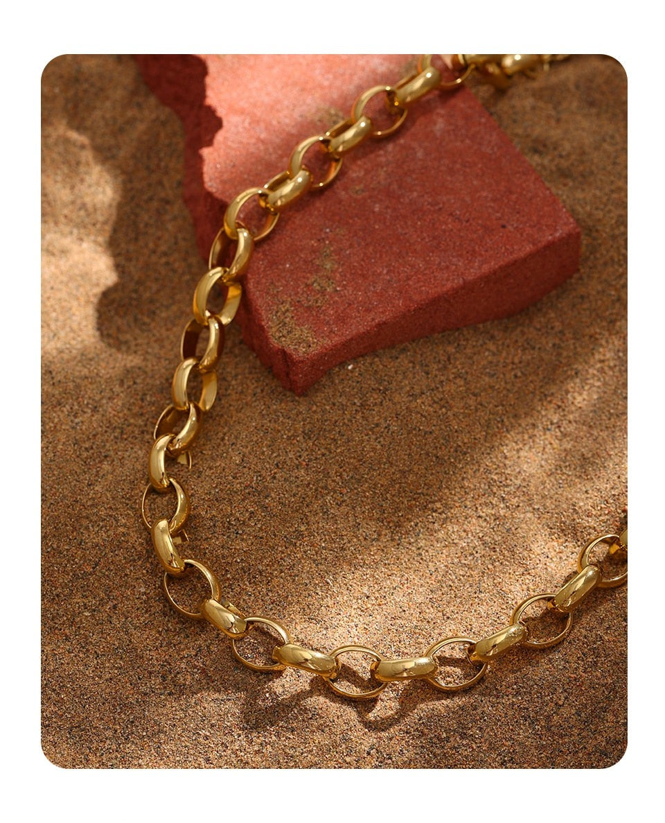 Gold Plated Stainless Steel Link Chain Necklace - Boncuque Store