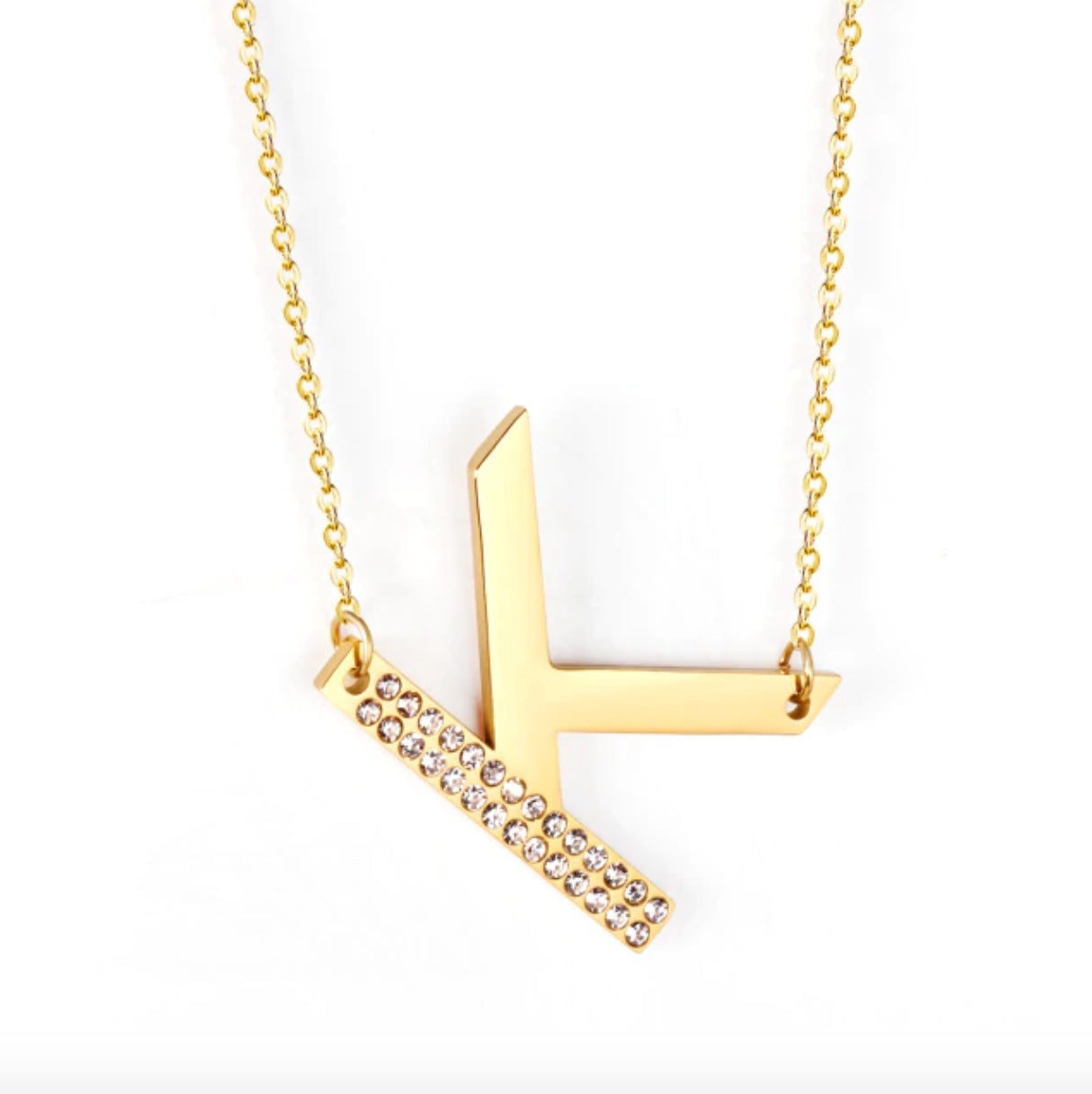 Letter Pendant Necklace in Gold Color, Stainless Steel - Boncuque Store