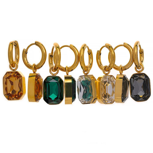 Cubic Zirconia Drop Dangle Gold Plated Earrings - Boncuque Store