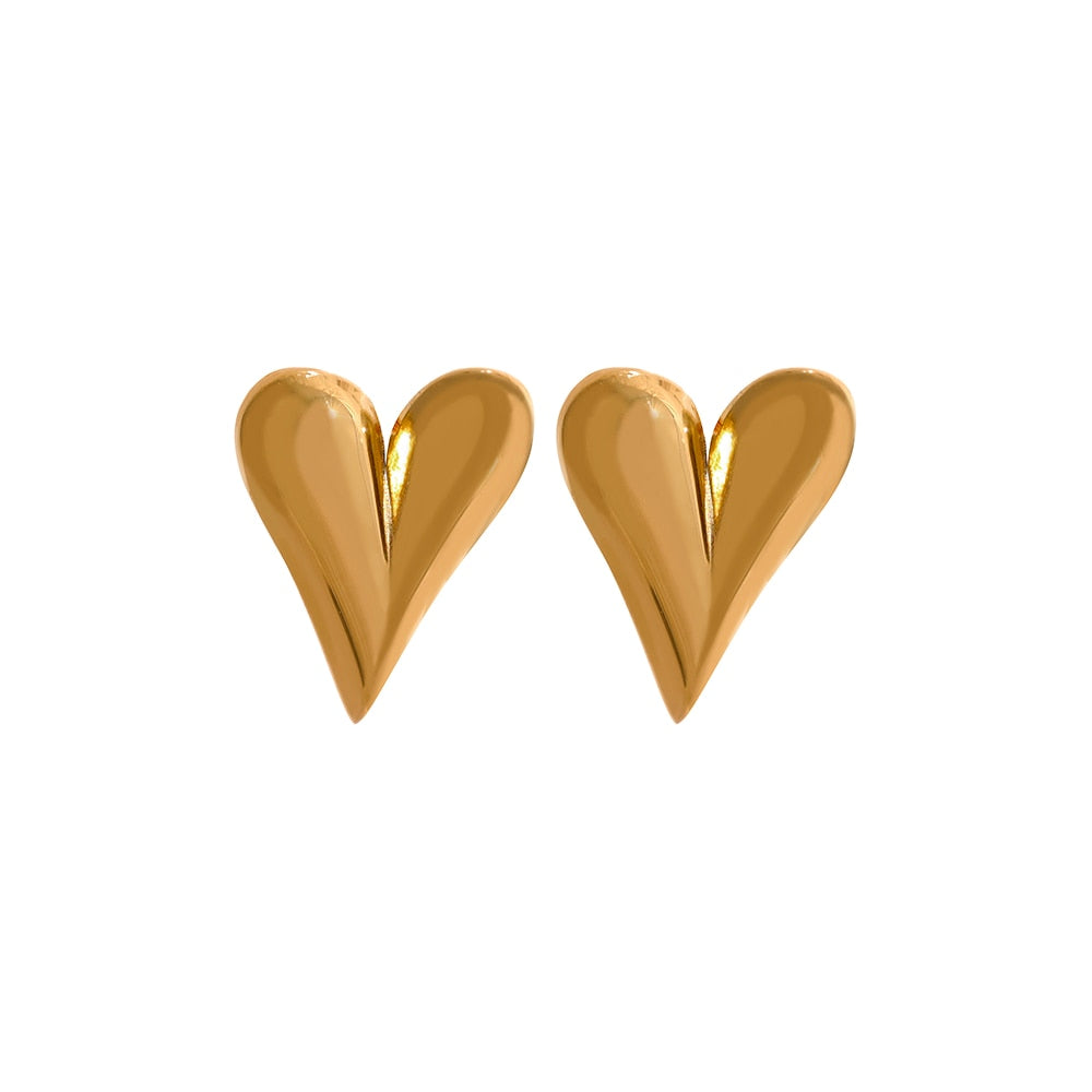 Stylish Heart Huggie Hoop Earrings Gold Plated - Boncuque Store