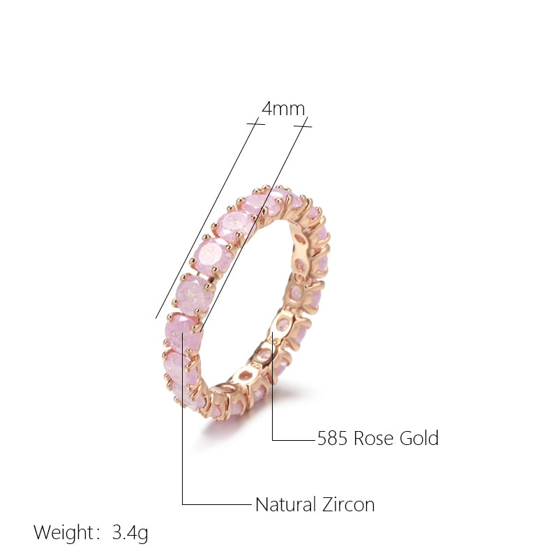 585 Rose Gold Emerald Rounded Zircon Ring - Boncuque Store