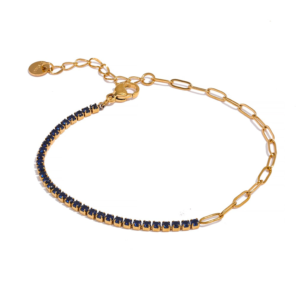 Gold Plated Stainless Steel Cubic Zirconia Bracelets, 5 Variants - Boncuque Store