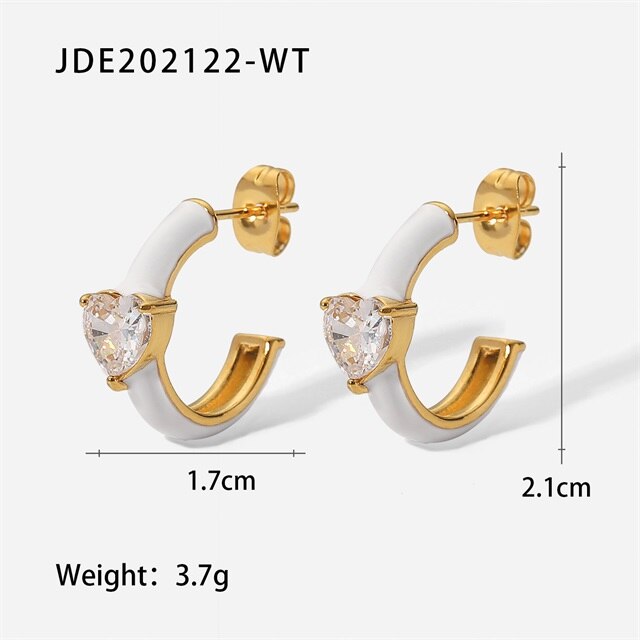 Stainless Steel Colorful Cubic Zirconia Stud Earrings - Boncuque Store