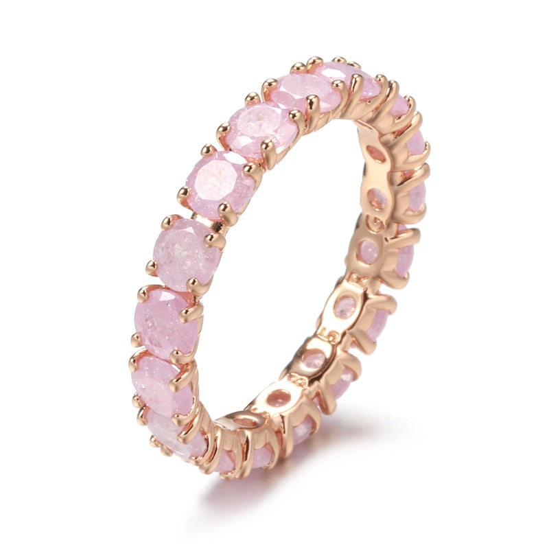 585 Rose Gold Emerald Rounded Zircon Ring - Boncuque Store