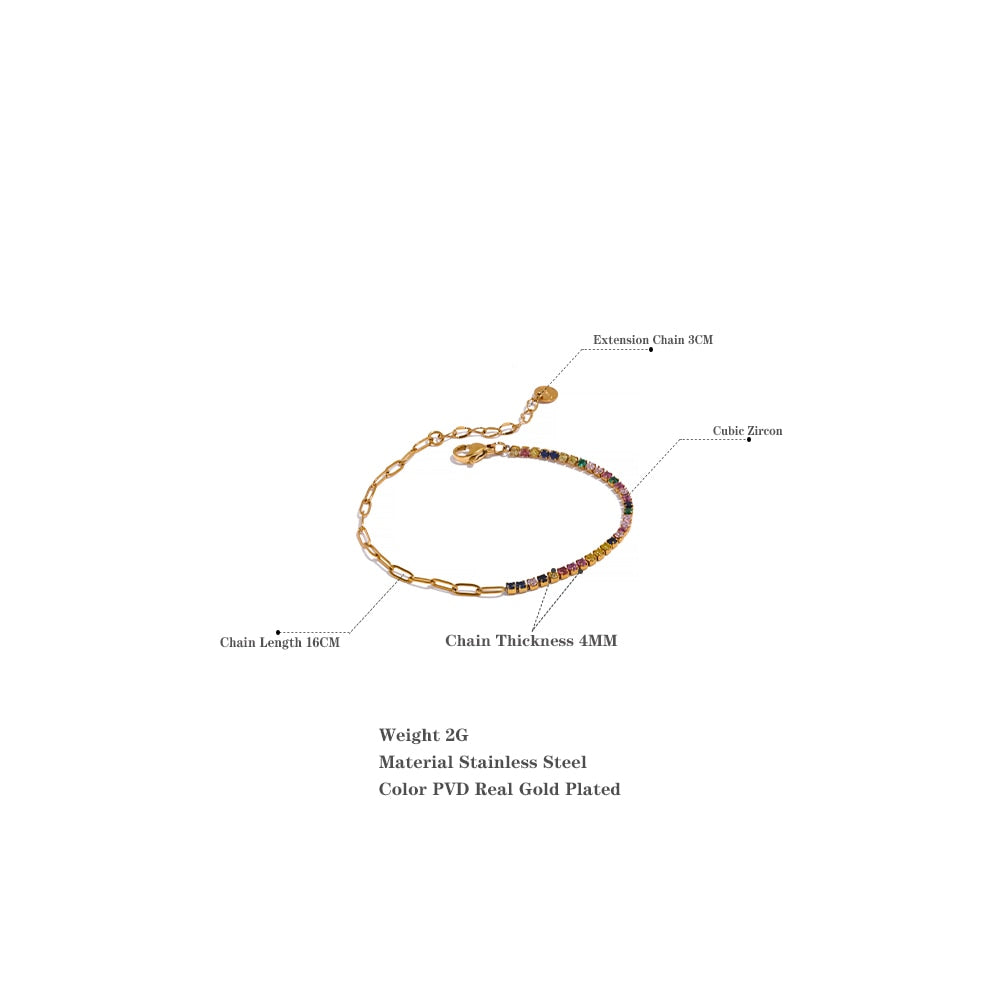 Gold Plated Stainless Steel Cubic Zirconia Bracelets, 5 Variants - Boncuque Store