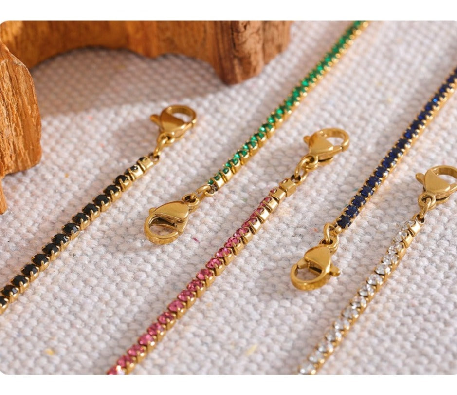 Gold Plated Stainless Steel Cubic Zirconia Bracelets, 5 Variants - Boncuque Store