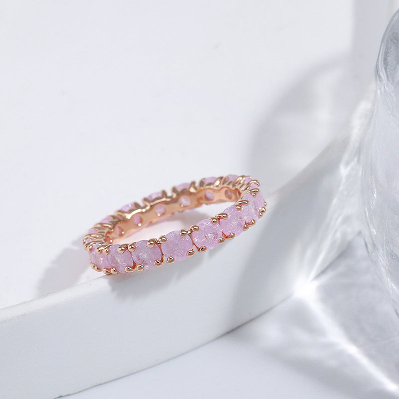 585 Rose Gold Emerald Rounded Zircon Ring - Boncuque Store