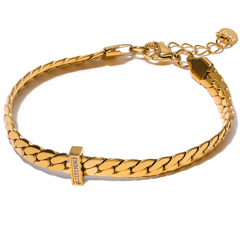 18K Gold Plated Cuban Chain Bracelet, Stainless Steel - Boncuque Store