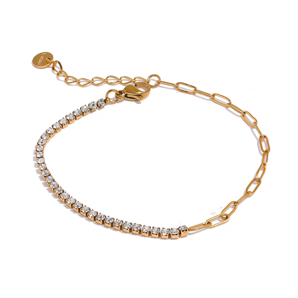 Gold Plated Stainless Steel Cubic Zirconia Bracelets, 5 Variants - Boncuque Store